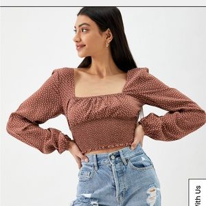 LA Hearts Long Sleeve Smocked Top size M